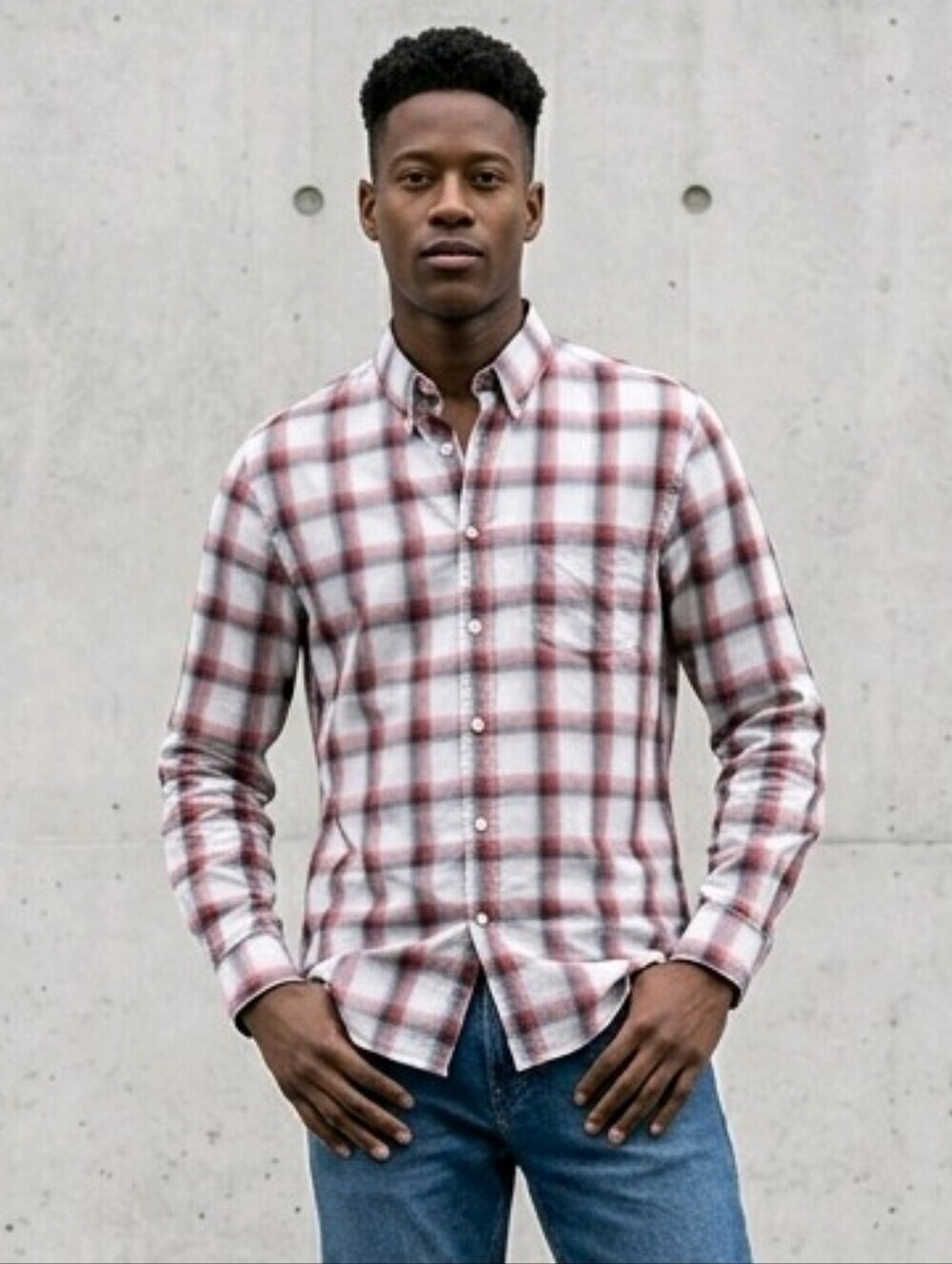 M Tailor 100% cotton long sleeve striped shirt (no size, maybe Sz M